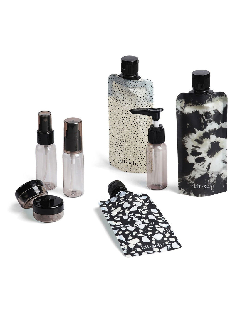Kitsch travel bottle set 11 piece black, UK version