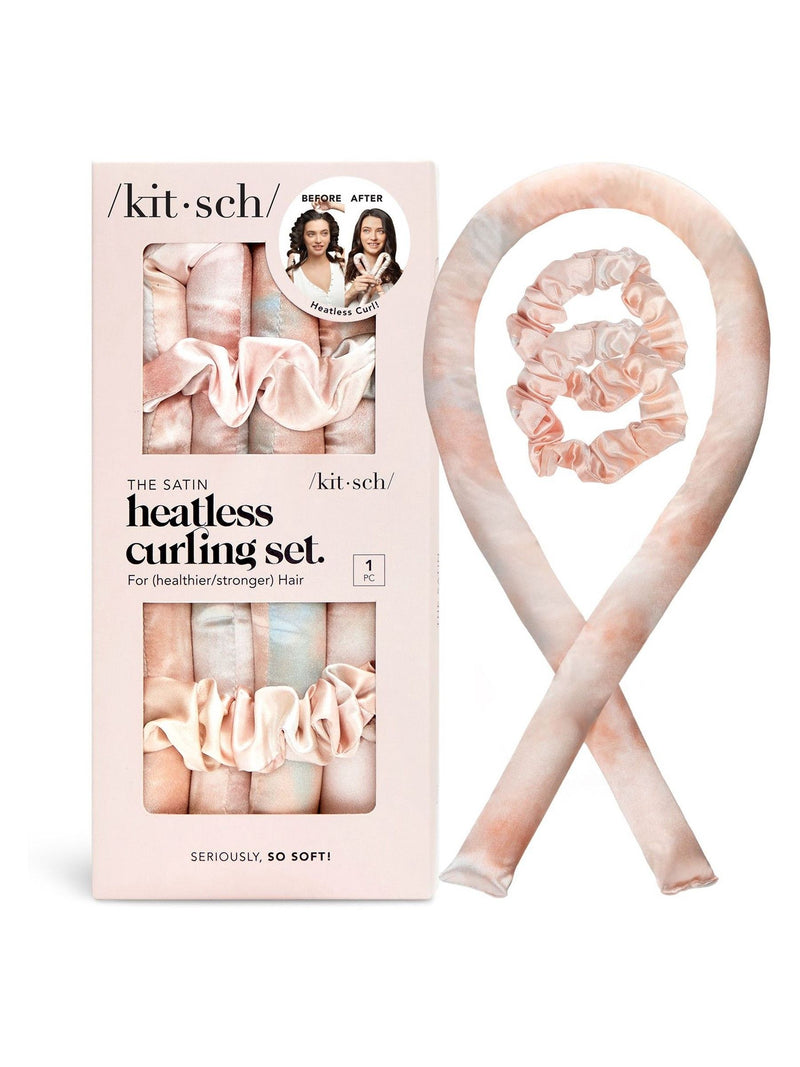 Kitsch satin heatless curling set sunset tie dye (British brand)