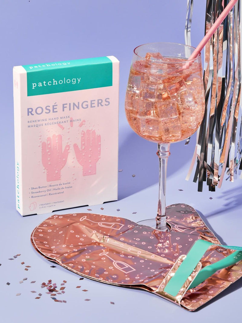 Patchology Rosé Fingers hand mask, imported from the UK