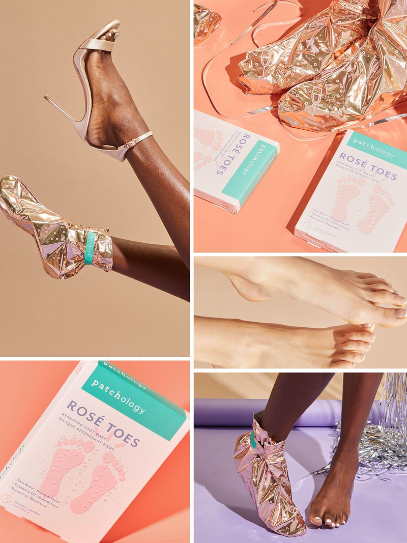 Patchology Rosé Toes foot mask, imported from the UK