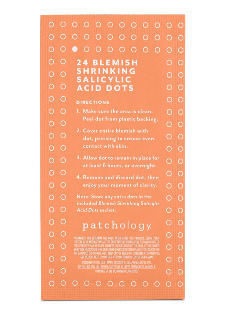 Patchology 24 salicylic acid blemish dots, imported from the UK