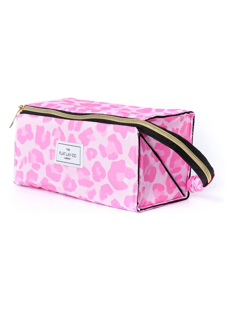 The Flat Lay Co. baby pink leopard makeup box bag 22cm x 11cm x 11cm (British brand)
