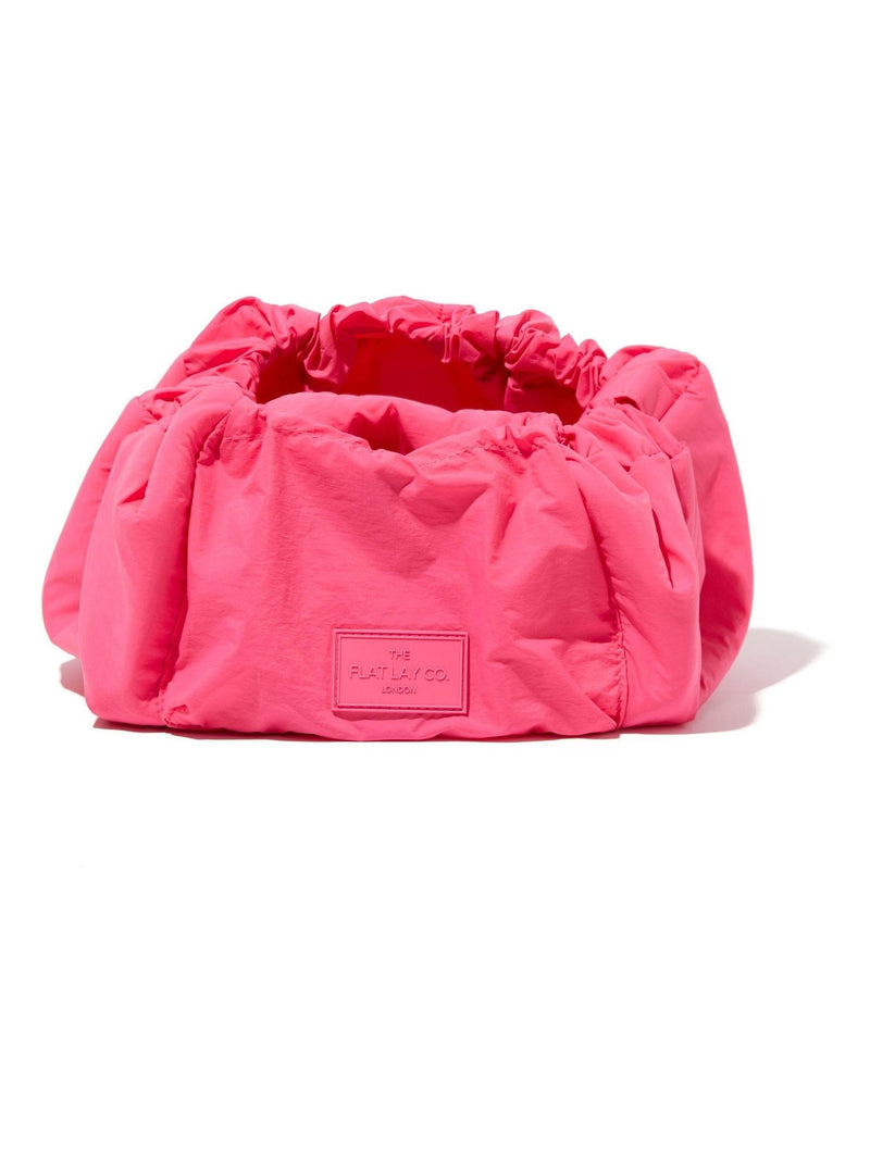 The Flat Lay Co. pink parachute open flat drawstring makeup bag 18cm (British brand)