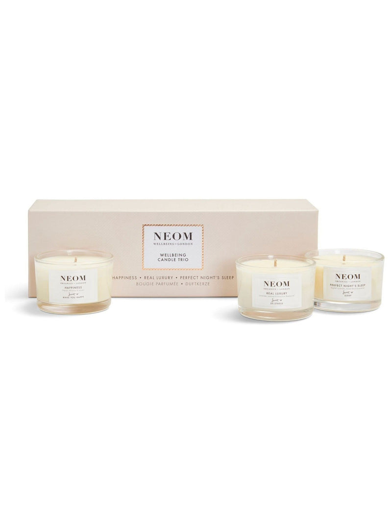 NEOM wellbeing candle trio in gift box - British product