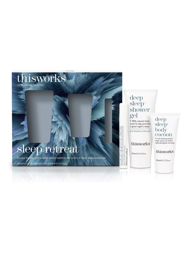 This Works Sleep Retreat Kit with shower gel, body lotion, and pillow spray (British brand)