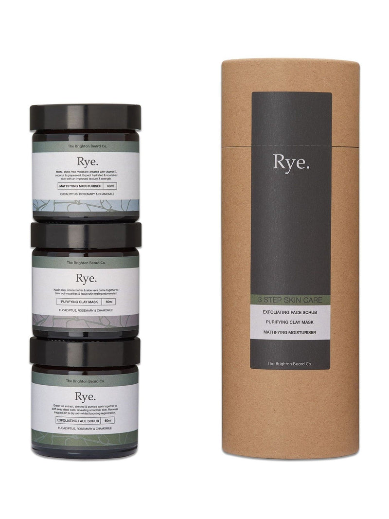 The Brighton Beard Co. Rye 3 Step Men's Skincare Gift Set (British brand)