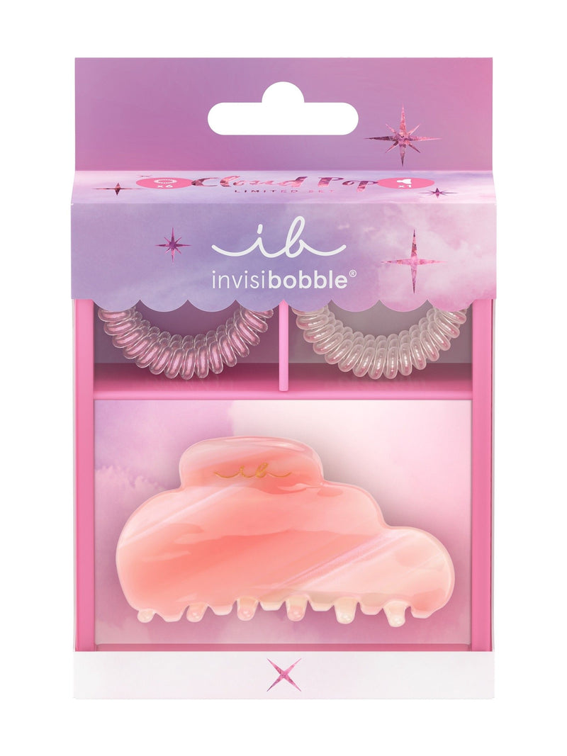 Invisibobble Cloudpop gift set of hair spirals and claw - British product