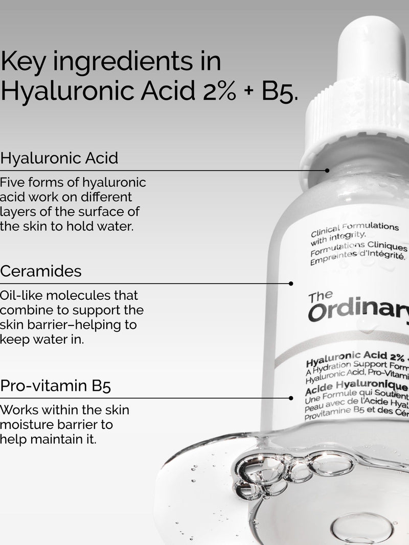 The Ordinary skincare gift set with hyaluronic acid and niacinamide serums (British brand)
