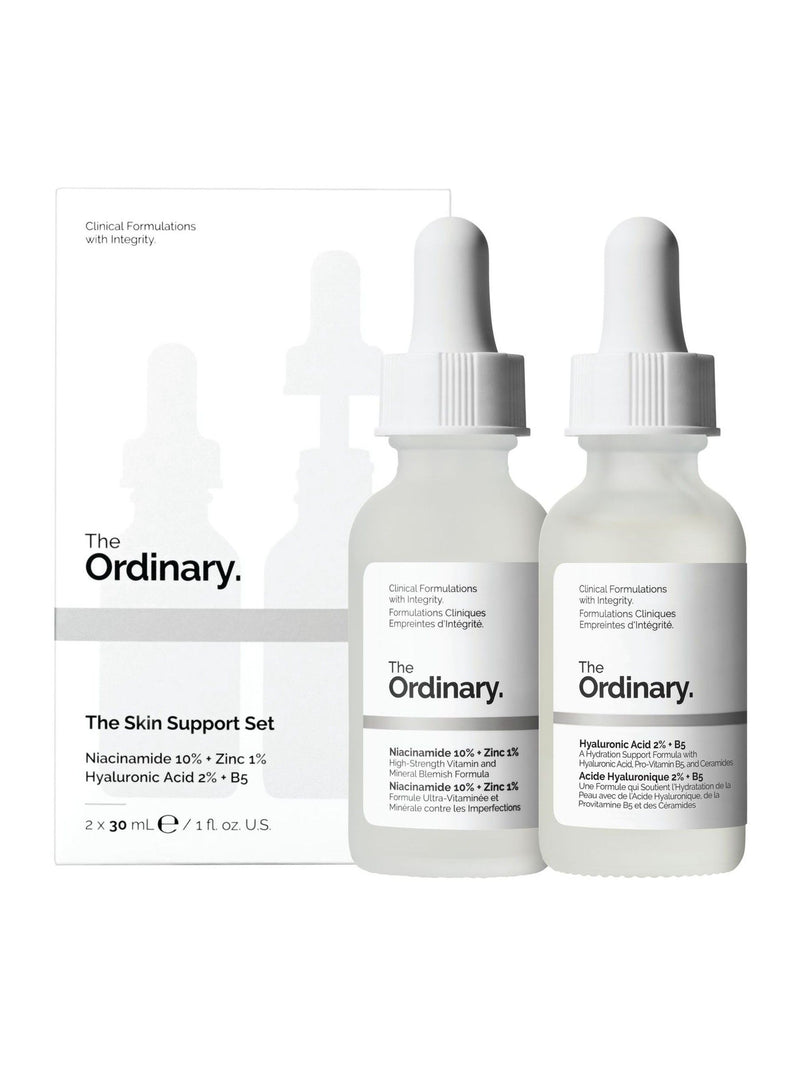 The Ordinary skincare gift set with hyaluronic acid and niacinamide serums (British brand)
