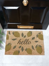 Next Artsy Mats Yellow Hello Lemons Coir Doormat 60cm x 40cm- Buy online at McGrocer