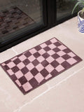 Artsy Mats brown wavey checkerboard indoor washable doormat, imported from the UK