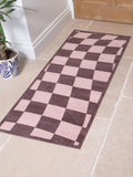 Artsy Mats brown wavey checkerboard washable runner (British brand)