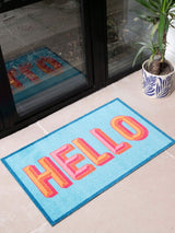 Next Artsy Mats Blue Hello Indoor Washable Doormat 80 cm x 50 cm- Buy online at McGrocer
