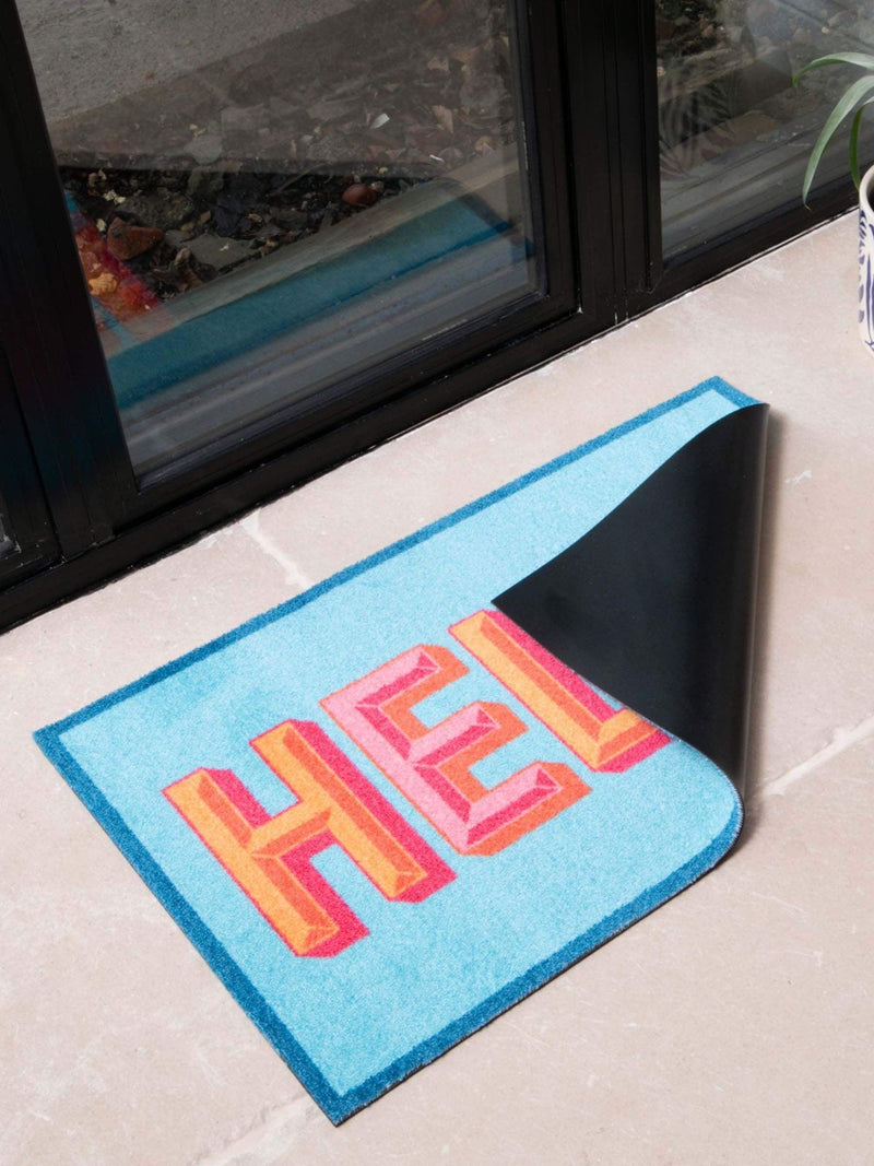 Artsy Mats doormat blue hello 80x50cm, imported from the UK