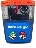 Super Mario blue swim bag with Luigi and Mario faces, imported from the UK