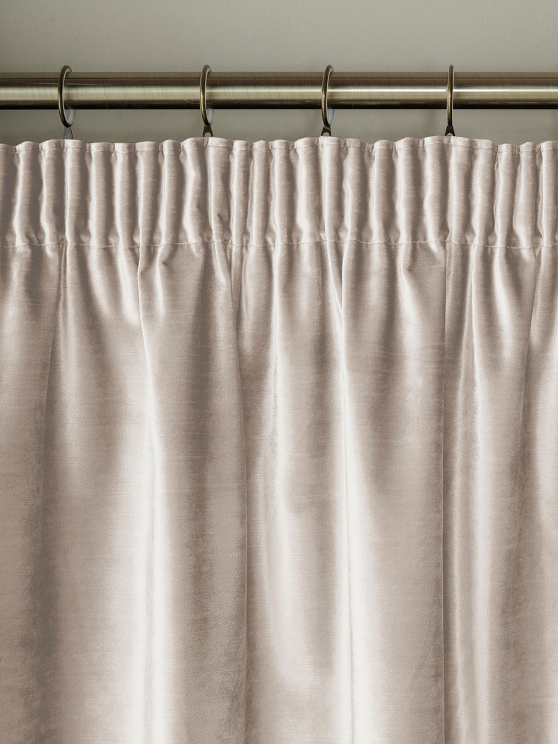 Laura Ashley Natural Pale Truffle Loretta pencil pleat curtains, imported from the UK