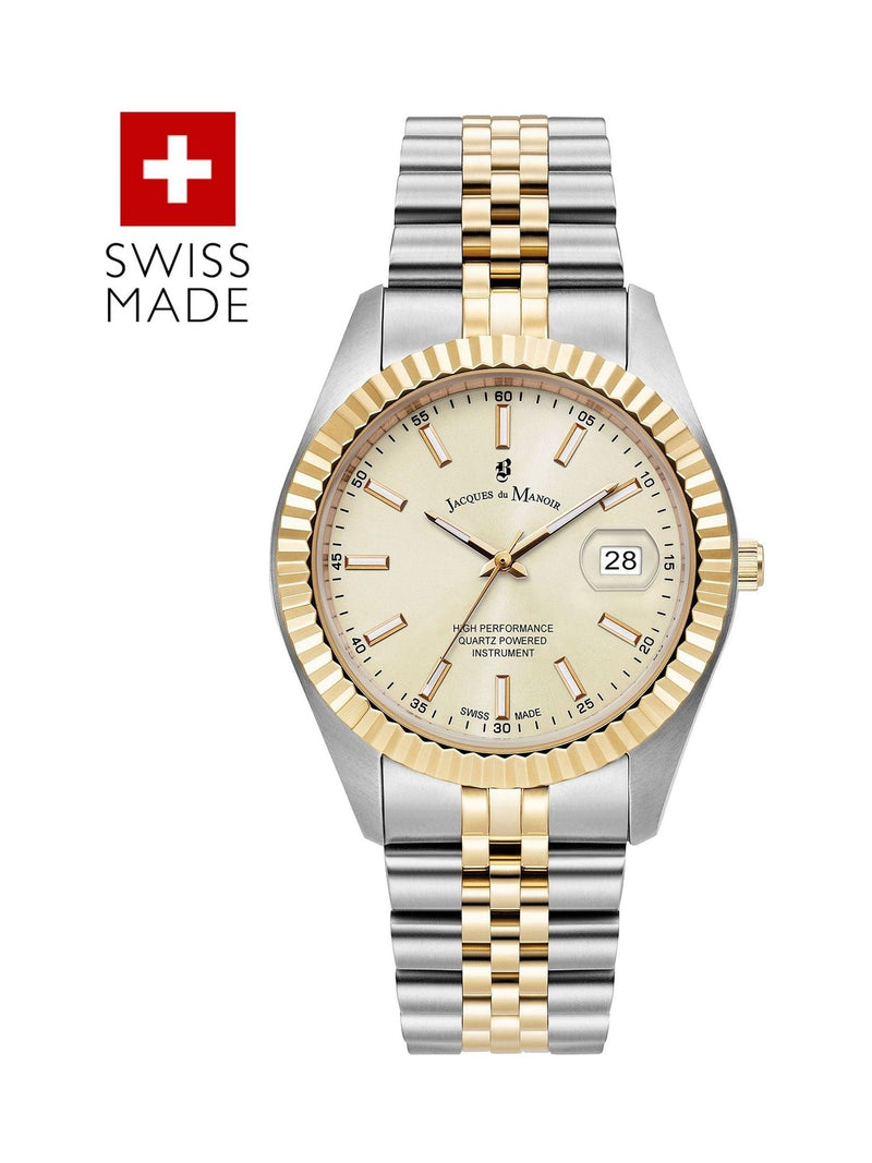 Jacques Du Manoir Silver Tone Unisex Swiss Made Inspiration Business Bracelet Watch