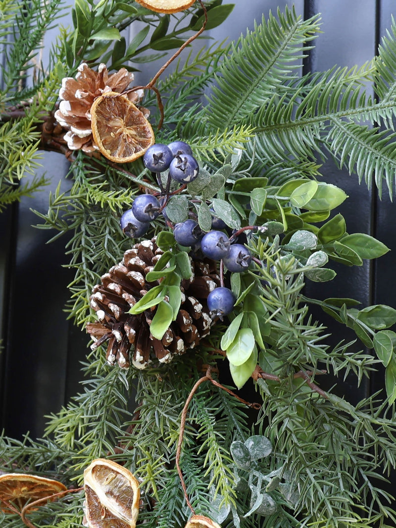 Green Fruits evergreen wreath 53cm diameter - British product