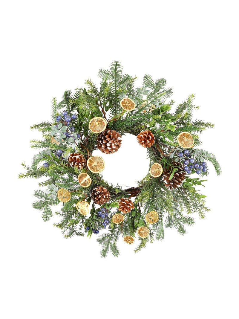 Green Fruits evergreen wreath 53cm diameter - British product
