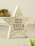PMC personalised star ornament in natural wood (British brand)