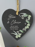 PMC personalised slate heart decoration 11x11x1cm, imported from the UK