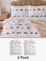 Natural Hamish the Highland Cow Reversible Duvet Cover and Pillowcase Set 2 Pack