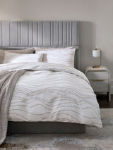Next Natural Beige/White Wave Reversible Duvet Cover and Pillowcase Set- Buy online at McGrocer
