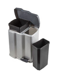 Keeper Gunner silver and black dual compartment pedal dustbin (British brand)