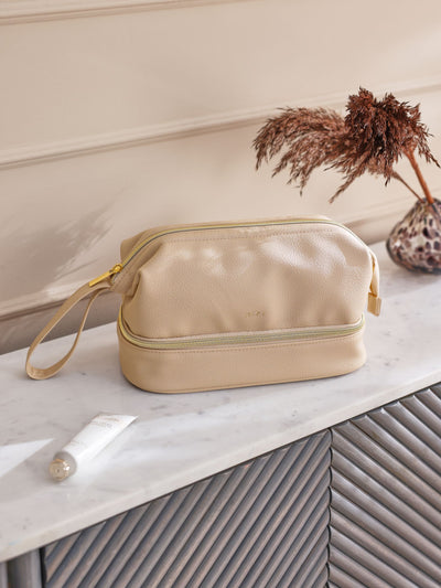 Next Faux Leather Makeup Bag With Zip Brush Compartment 24 x 15 x 11.5cm- Buy online at McGrocer