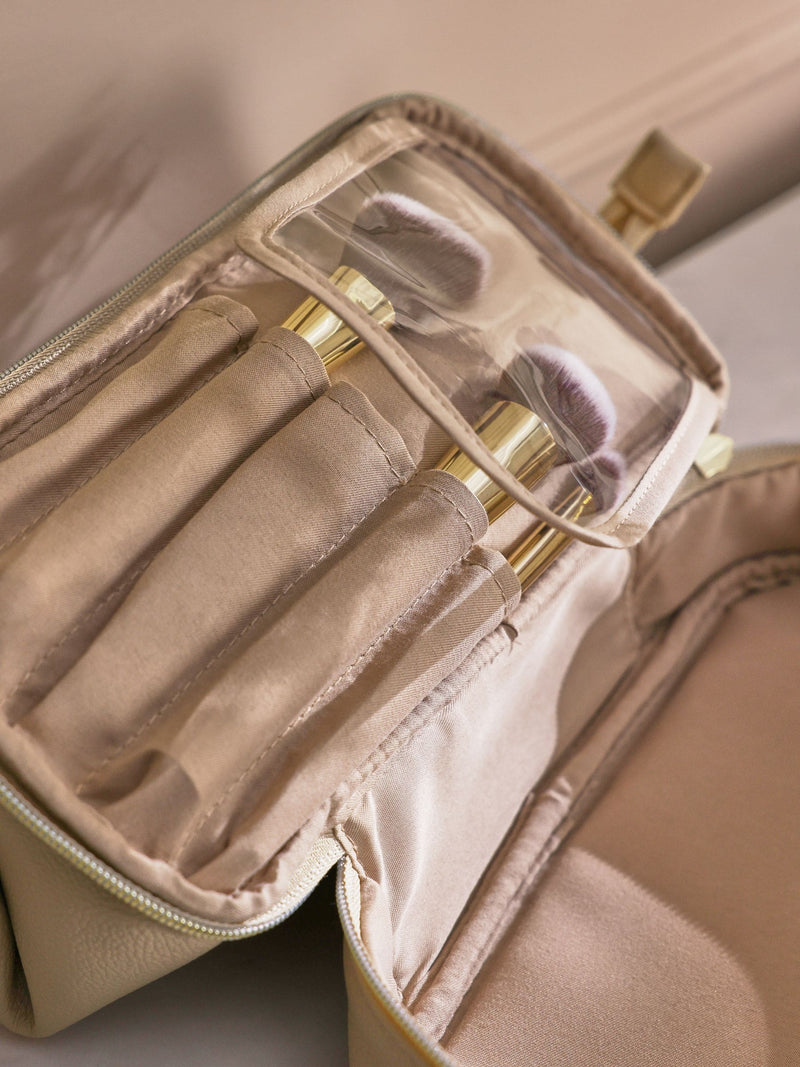 Faux Leather Makeup Bag With Zip Compartment - British product