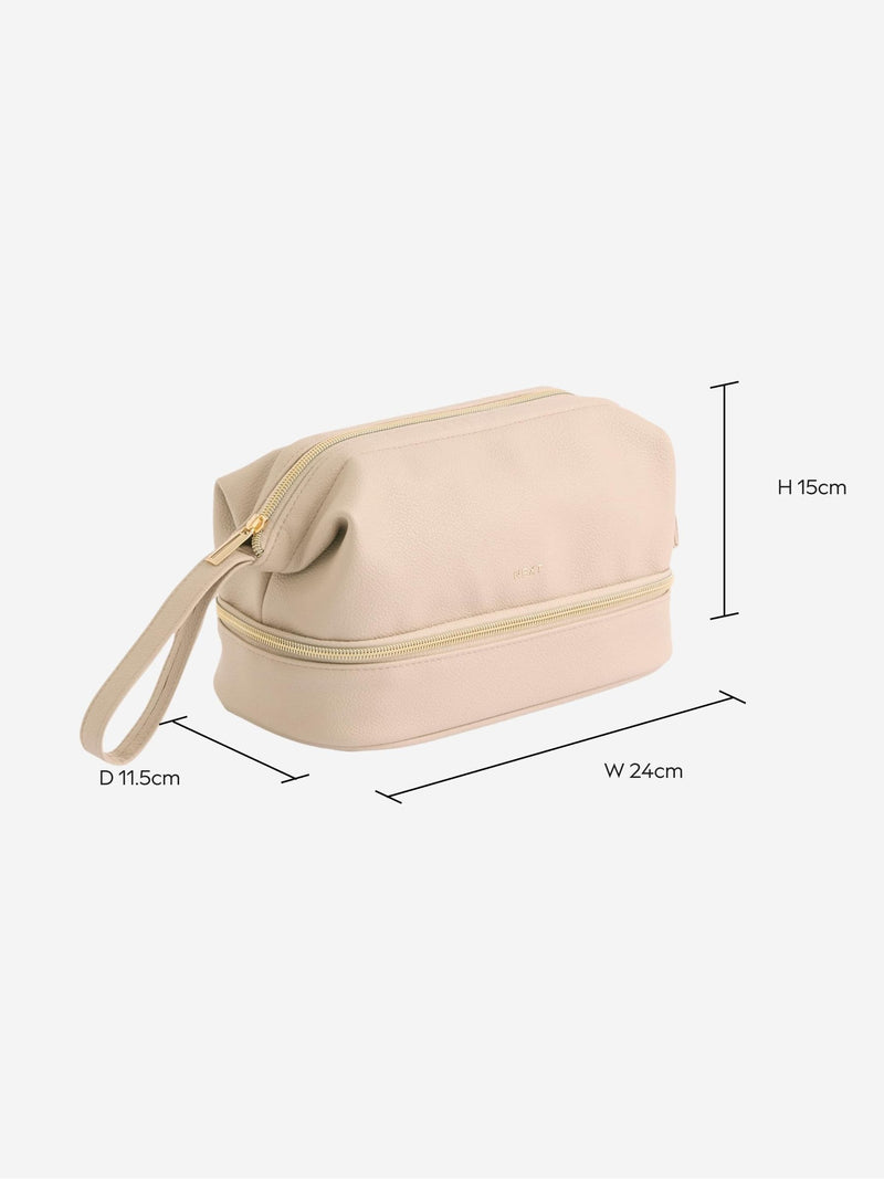 Faux Leather Makeup Bag With Zip Compartment - British product