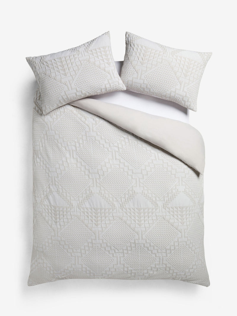 Natural Textured Duvet Cover and Pillowcase Set, imported from the UK