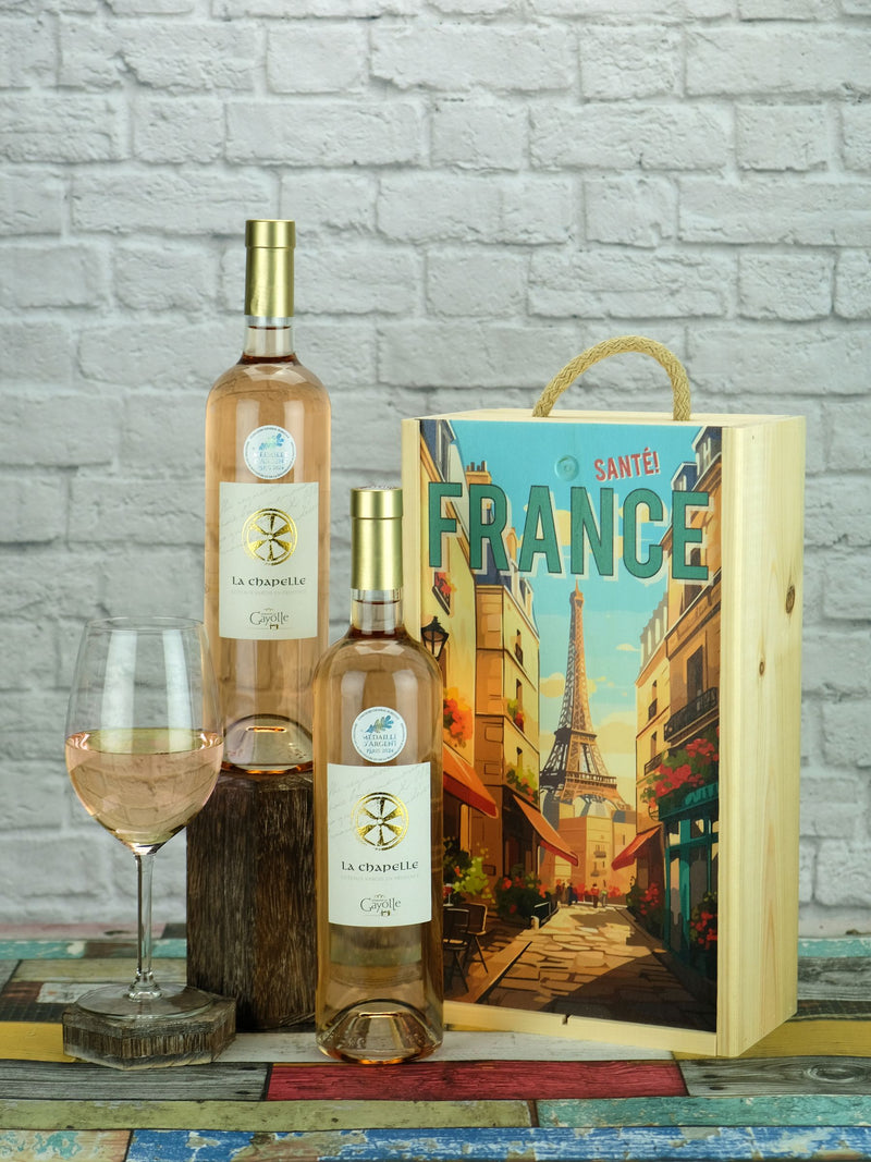 Le Bon Vin Provence Rosé Wine 2x750ml bottles in wooden gift box, UK version