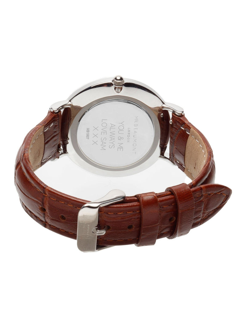 Mr Beaumont brown leather personalised watch, imported from the UK