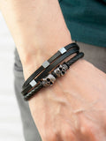 Treat Republic skulls leather bracelet for men, imported from the UK