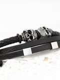 Treat Republic skulls leather bracelet for men, imported from the UK