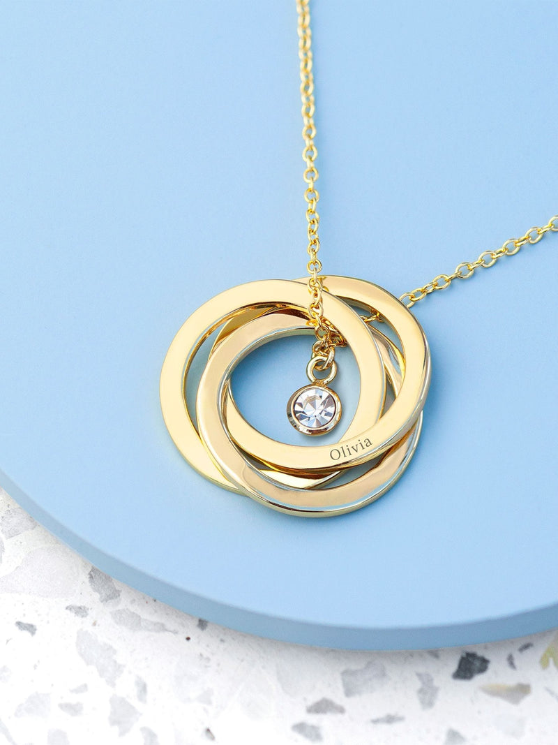 Treat Republic personalised Russian ring necklace silver tone 45cm chain, imported from the UK
