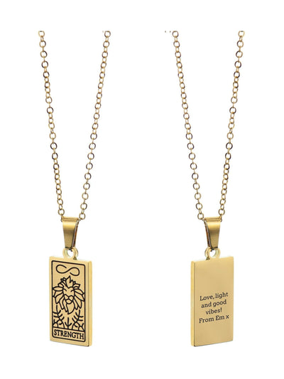 Next Treat Republic Personalised Strength Tarot Card Necklace Gold-Plated with Chain Length 40.5-47cm- Buy online at McGrocer