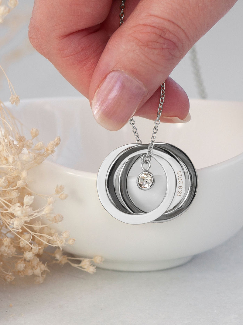 Treat Republic personalised Russian ring necklace silver tone 45cm chain, imported from the UK