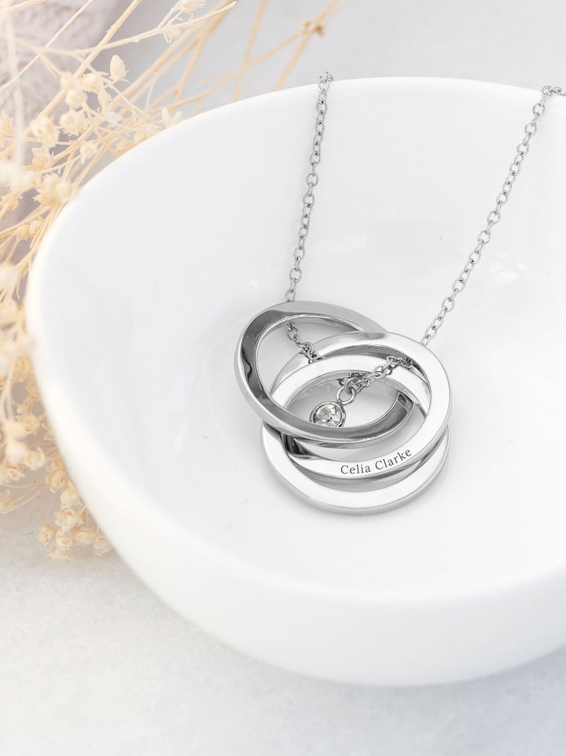 Treat Republic personalised Russian ring necklace silver tone 45cm chain, imported from the UK