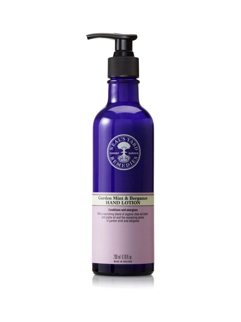 Neals Yard Remedies garden mint and bergamot hand lotion 200ml, imported from the UK