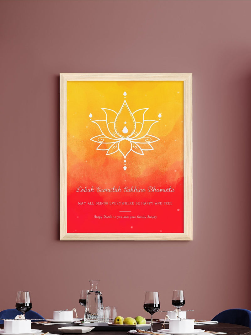 Treat Republic Diwali Lotus framed print A4 (British brand)