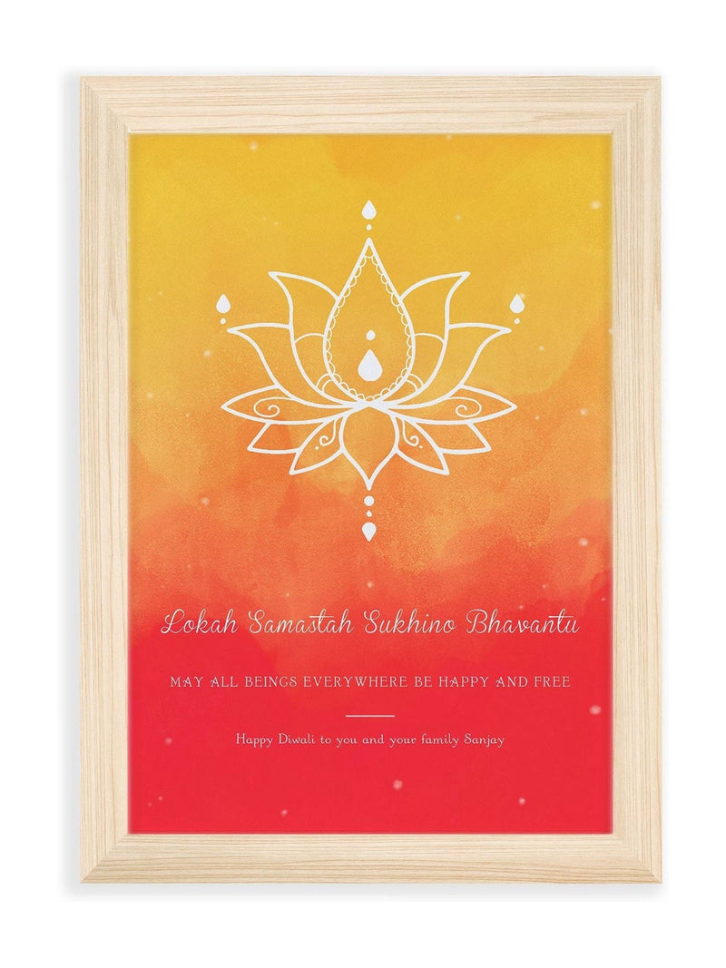 Treat Republic Diwali Lotus framed print A4 (British brand)