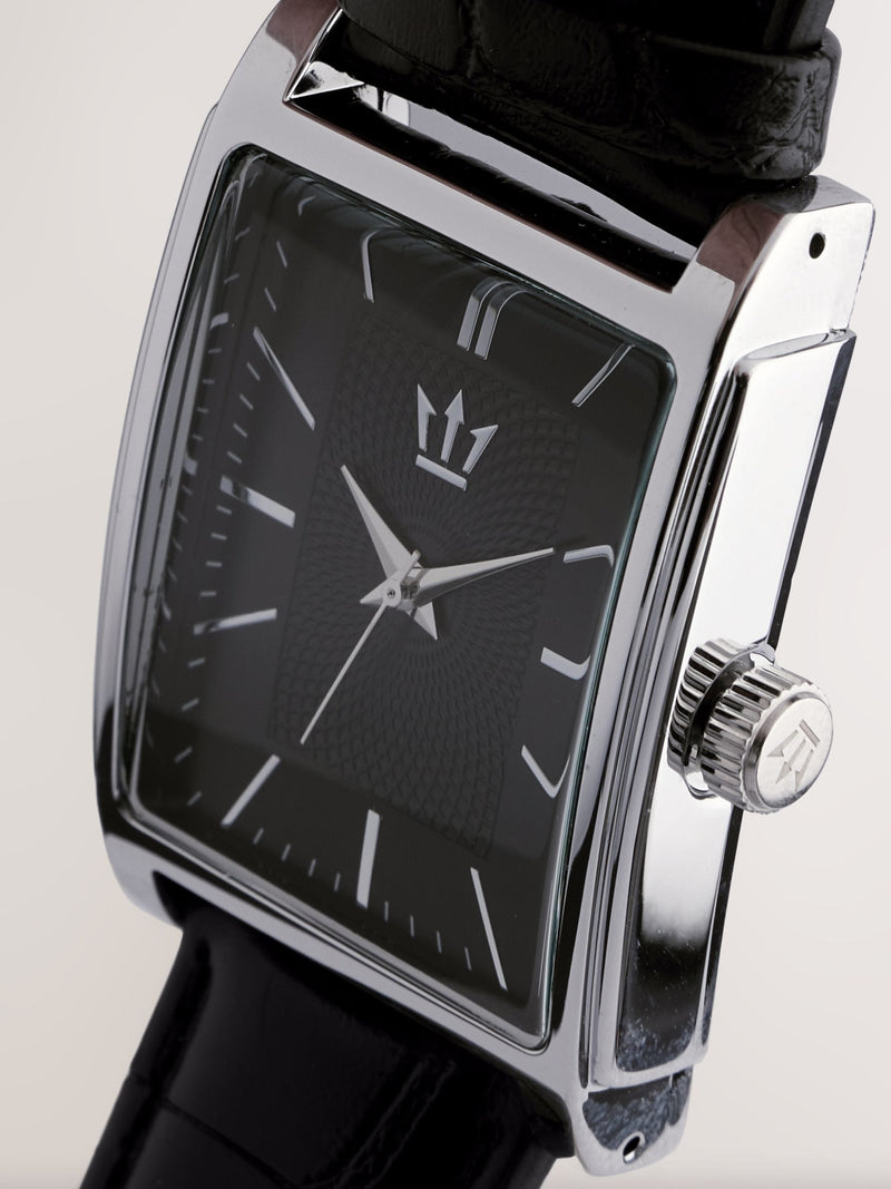 Black square dial croc effect strap watch - British product