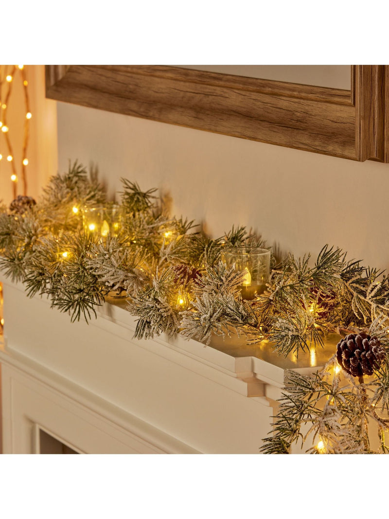 Premier Decorations 1.8m LED garland with pine cones, imported from the UK