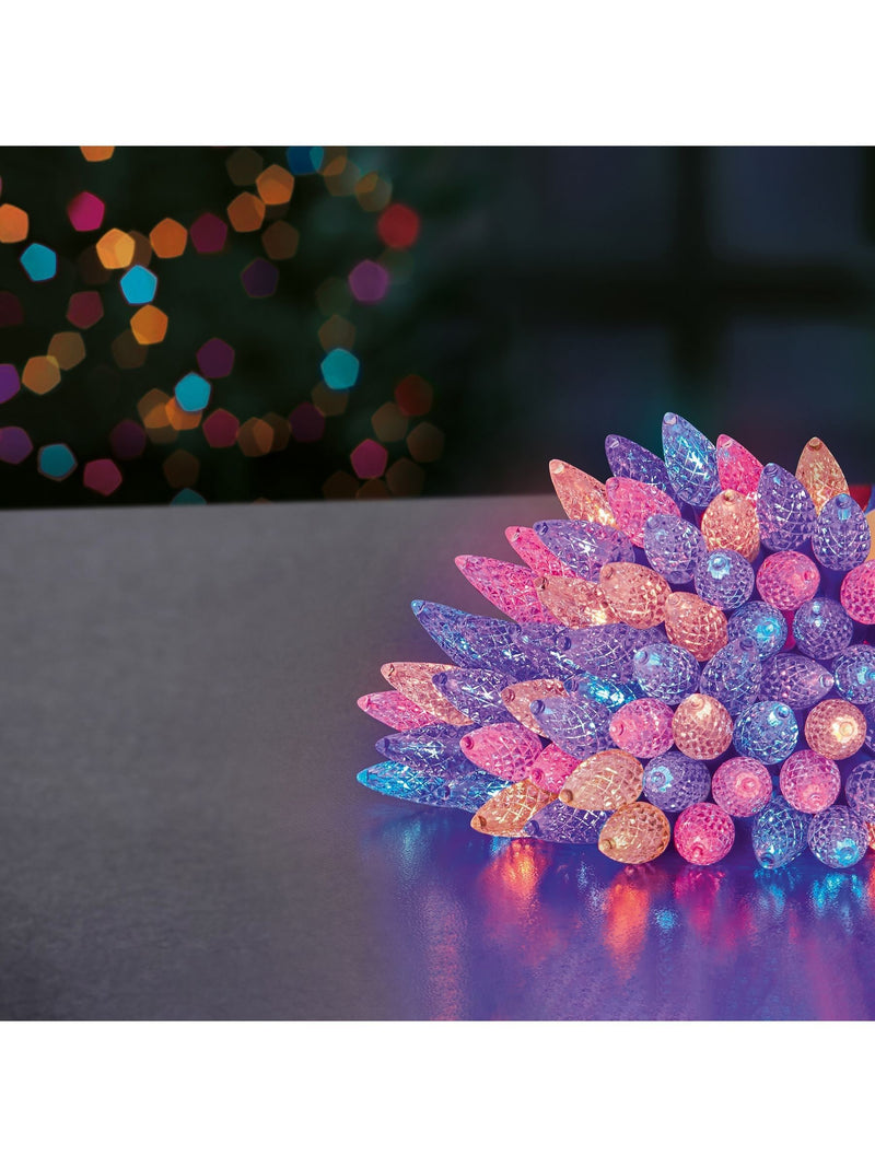 Premier Decorations rainbow pine cone LED string lights 150, imported from the UK