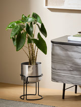 Next MADE.COM Silver Piper Metal Plant Pot 23cm Height- Buy online at McGrocer