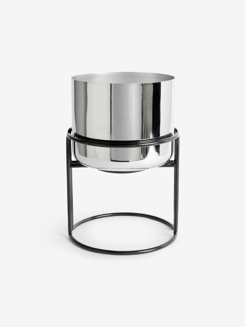 MADE.COM silver Piper plant pot 23cm height, imported from the UK