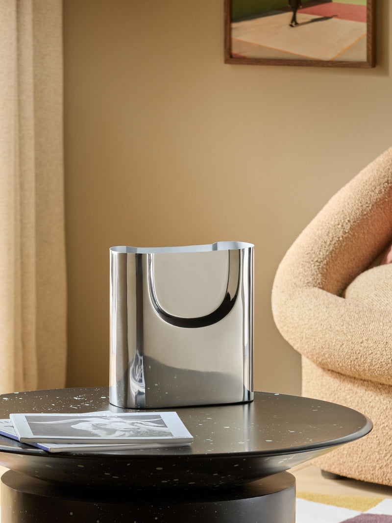 MADE.COM Chrome Juro stainless steel vase, imported from the UK