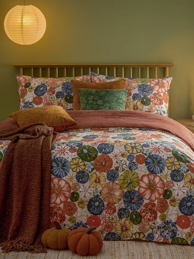 Next Furn Brown Pecan Picking Patch Pumpkin Duvet Cover and Pillowcase Set- Buy online at McGrocer